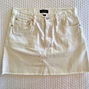 J. Crew Denim Mini Skirt with Raw Hem, White, Size 28
